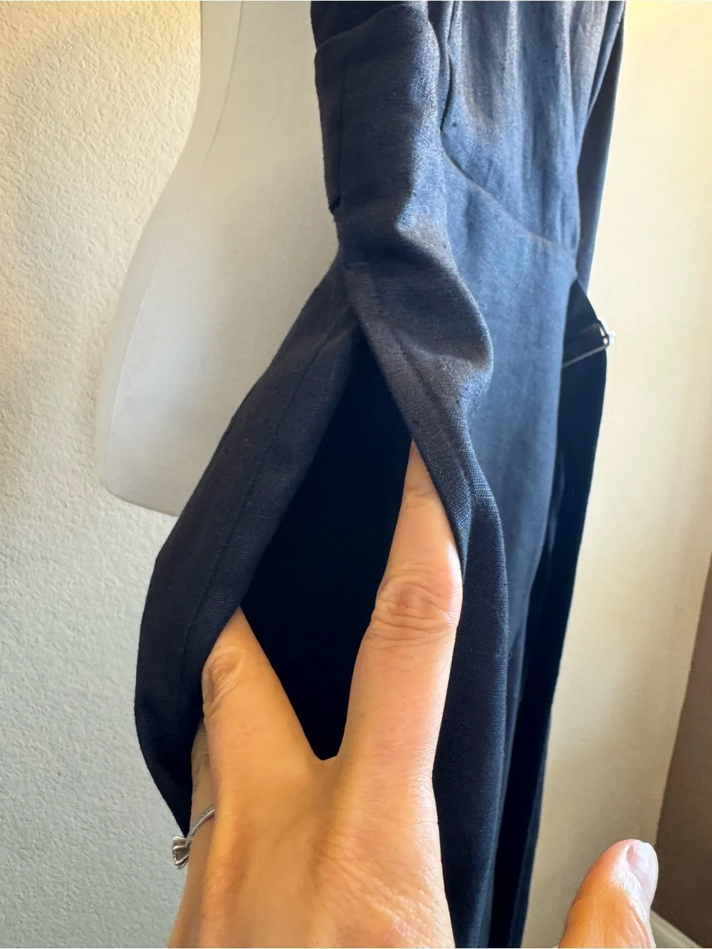 COS Wrap Front Black 100% Linen 3/4 Wide Leg Jumpsuit EUR 42/ US Large (10-12)